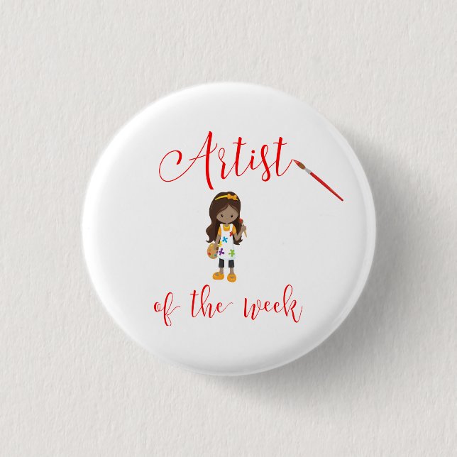 Artist of the Week with Paintbrush 3 Cm Round Badge (Front)