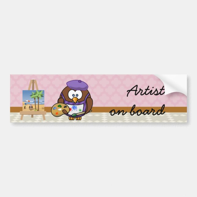 artist owl bumper sticker (Front)
