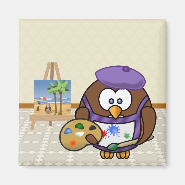 artist owl magnet (Front)