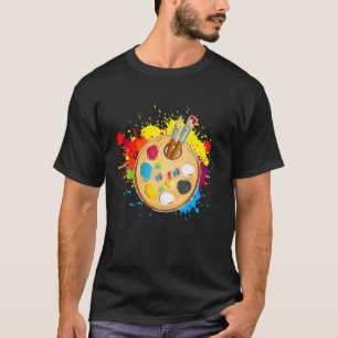 Artist Paint   Palette And Brushes colorful splash T-Shirt