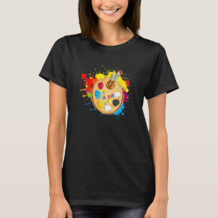 Artist Paint  Palette And Brushes colorful splashe T-Shirt