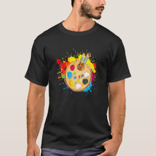 Artist Paint  Palette And Brushes colorful splashe T-Shirt
