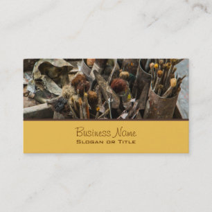 Artist Paintbrushes and Paint in Old Wooden Case Business Card