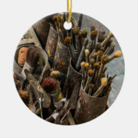 Artist Paintbrushes in Old Rusty Tin Cans