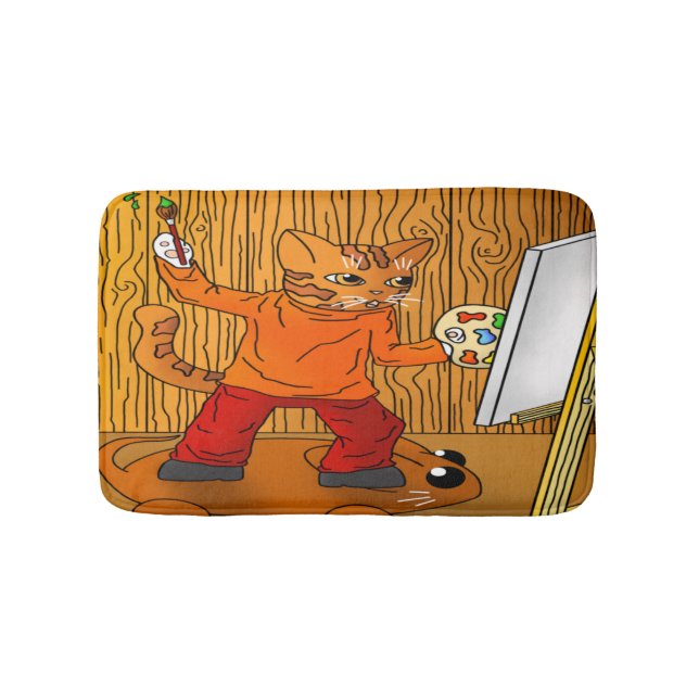 Artist Painter Cat Bath Mat (Front)