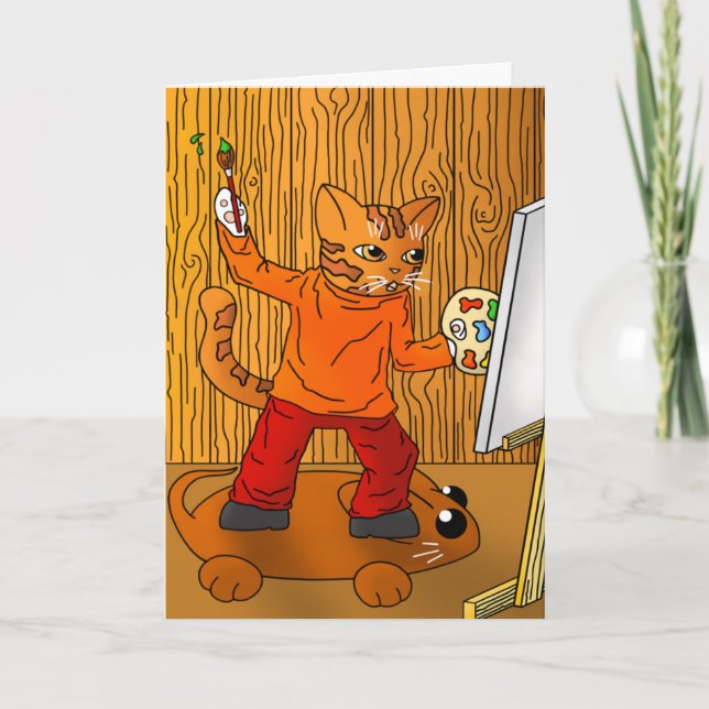 Artist Painter Cat Card (Front)