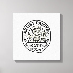Artist Painter Cat Funny Cat Graphic - Artist Pain Canvas Print