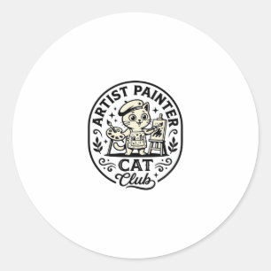 Artist Painter Cat Funny Cat Graphic - Artist Pain Classic Round Sticker