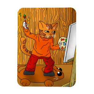 Artist Painter Cat Magnet