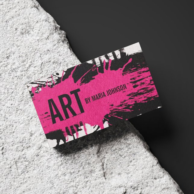 Artist Painter Illustrator Pink & Black Ink Splash Business Card (Perfect for business)