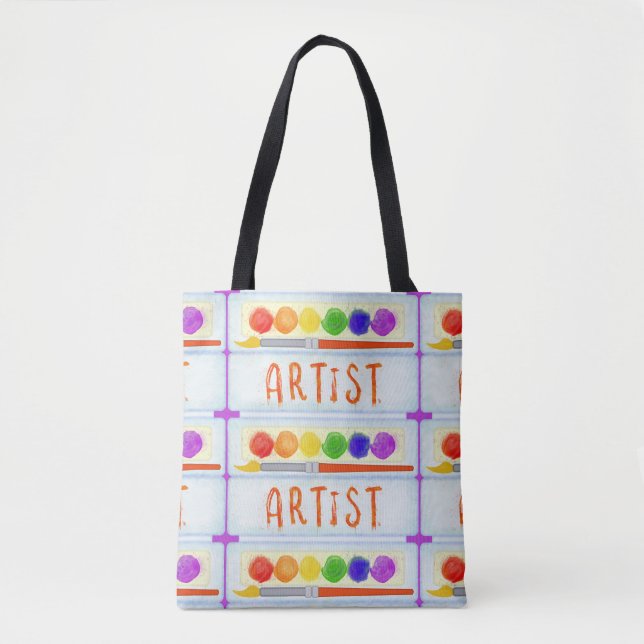 Artist Painters Paint Palette Brush Pattern Tote Bag (Front)