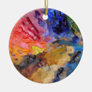 Artist Painter's Palette Colourful Paint  Ceramic Tree Decoration
