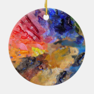 Artist Painter's Palette Colourful Paint  Ceramic Tree Decoration