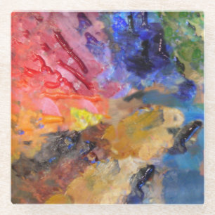 Artist Painter's Palette Colourful Paint  Glass Coaster