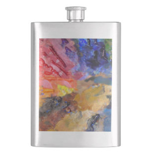 Artist Painter's Palette Colourful Paint  Hip Flask