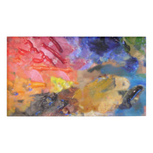 Artist Painter's Palette Colourful Paint  Name Tag