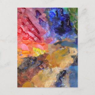 Artist Painter's Palette Colourful Paint Postcard