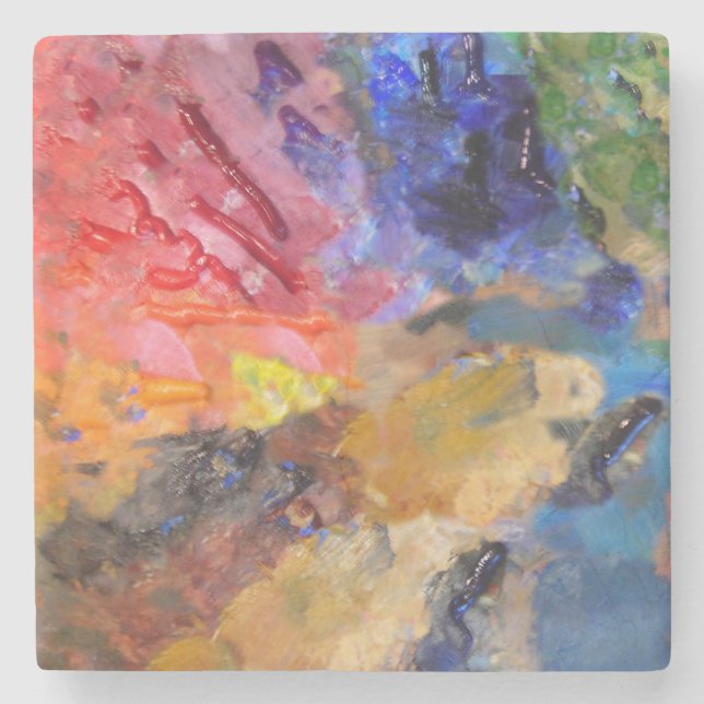 Artist Painter's Palette Colourful Paint  Stone Coaster (Front)