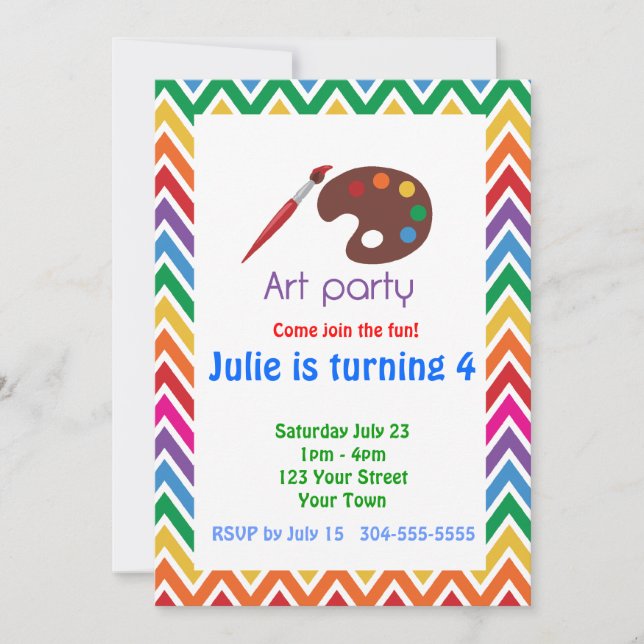 Artist Palette Birthday Party Invitation (Front)