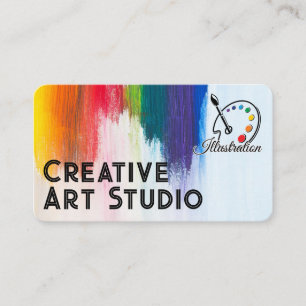 Artist Palette Colourful Brush Strokes Creativ Business Card