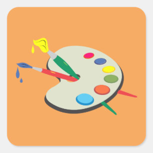 Artist Palette Paint and Brushes Square Sticker