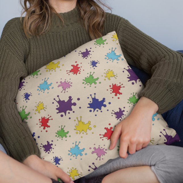 Artist palette Paint splatter Ink spot pillow (Creator Uploaded)