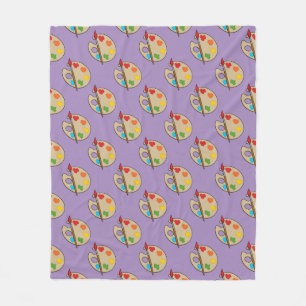 Artist Palette with Paint Brush Fleece Blanket