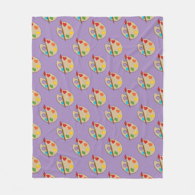 Artist Palette with Paint Brush Fleece Blanket (Front)