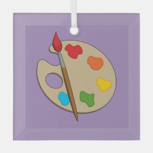 Artist Palette with Paint Brush Glass Tree Decoration