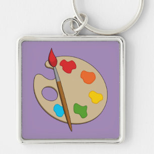 Artist Palette with Paint Brush Key Ring