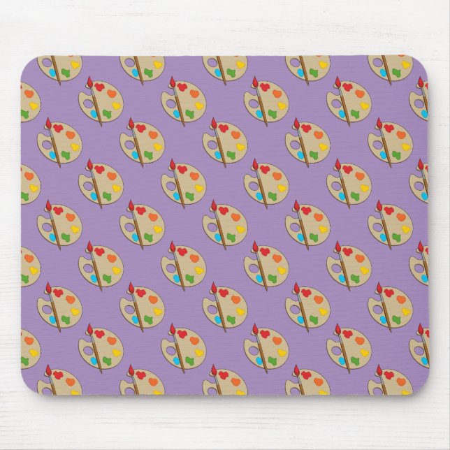 Artist Palette with Paint Brush Mouse Pad (Front)