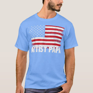 Artist Papa American Flag Father's Day T-Shirt