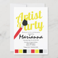 Artist Party Palette Birthday Yellow Red