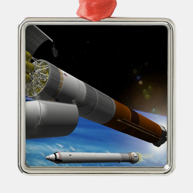 Artist rendition of a heavy-lift rocket metal tree decoration (Front)