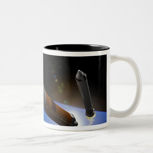 Artist rendition of a heavy-lift rocket Two-Tone coffee mug (Right)