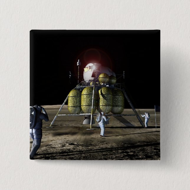 Artist rendition of a new spaceship to the moon 2 15 cm square badge (Front)