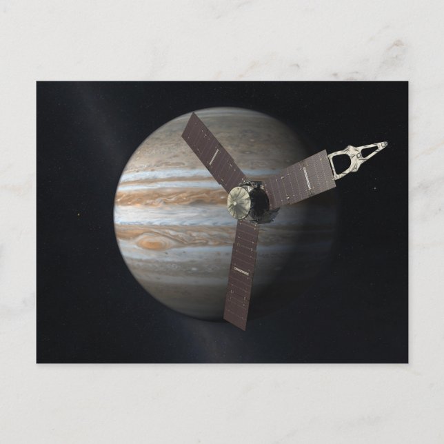Artist rendition of JUNO orbiter at Jupiter Postcard (Front)