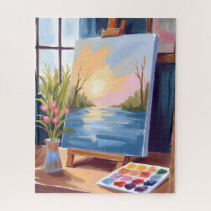 Artist’s Canvas   Pastel Watercolor Painting Jigsaw Puzzle