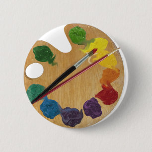 Artist`s palette colour wheel 6 cm round badge