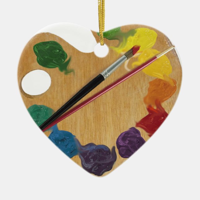 Artist`s palette colour wheel ceramic tree decoration (Front)