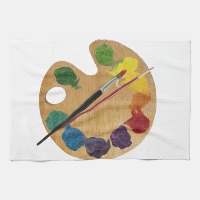 Artist`s palette colour wheel tea towel (Horizontal)