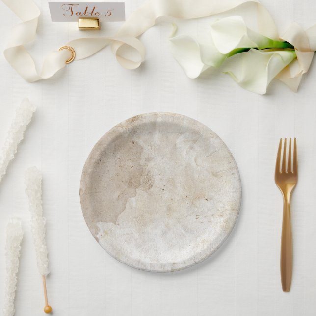 Artist Studio Canvas Antique Parchment Elegant Art Paper Plate (Wedding)