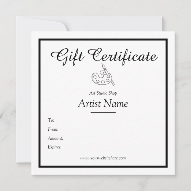 Artist Studio Gift Certificate Template (Front)