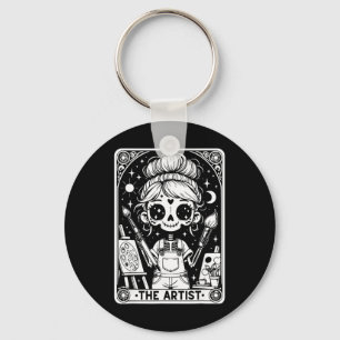 Artist Tarot Card Skeleton Painter Art Teacher Wit Key Ring