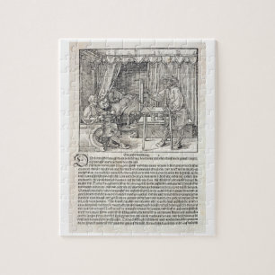 Artist using Durer's drawing machine to paint a fi Jigsaw Puzzle