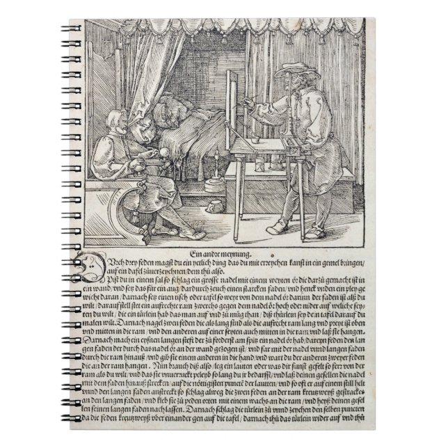 Artist using Durer's drawing machine to paint a fi Spiral Notebook (Front)
