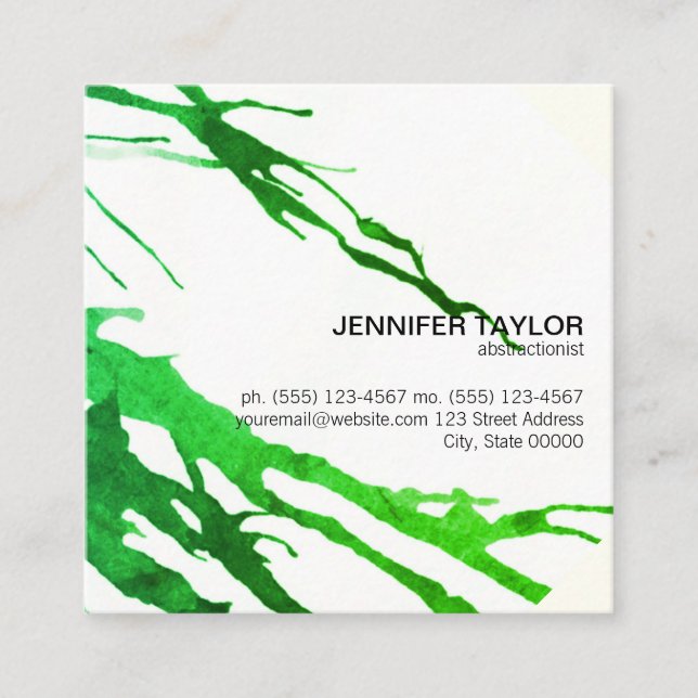 Artist | Vibrant (Green) | Variation Square Business Card (Front)