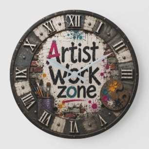 Artist Work Zone Creative Studio Gift for Artists Large Clock