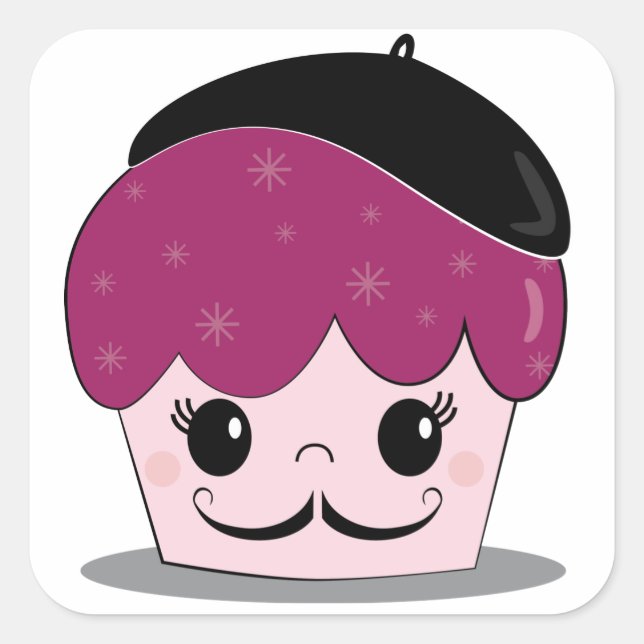 Artiste Cupcake Moustache Square Sticker (Front)