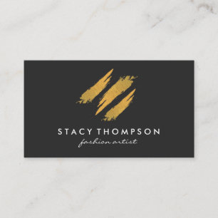 Artistic 3 Faux Gold Brushed Pattern Business Card